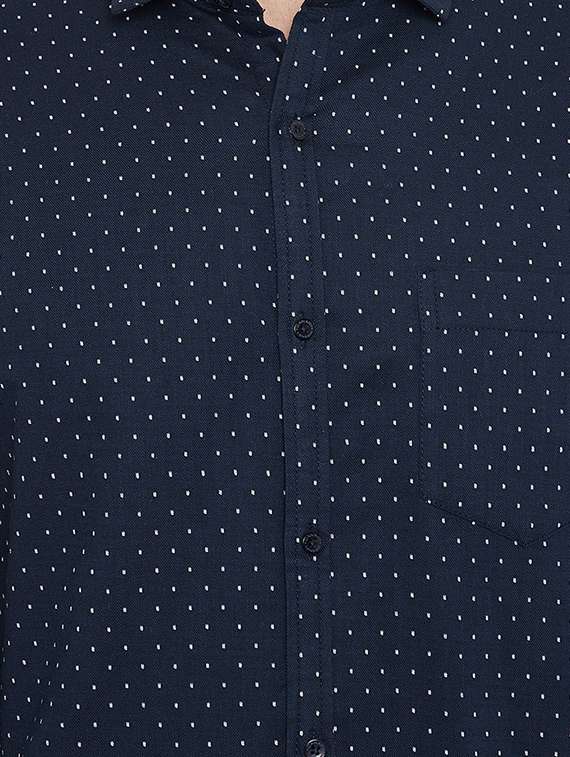 navy blue polka dotted casual shirt - 15840851 -  Standard Image - 4
