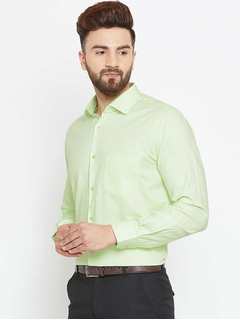 green solid formal shirt - 15840869 -  Standard Image - 1