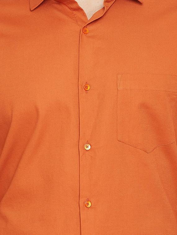 orange solid formal shirt - 15840872 - Standard Image - 4