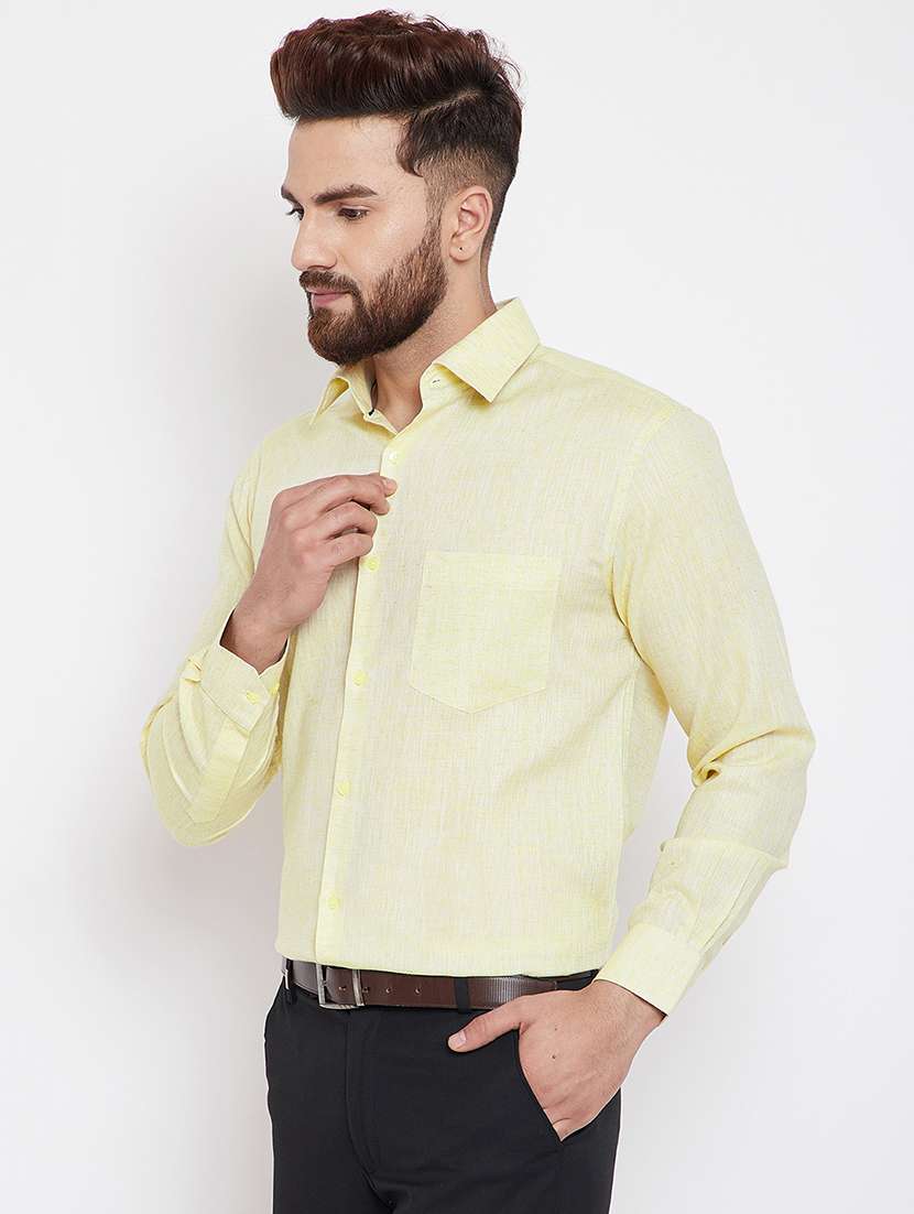 yellow solid formal shirt - 15840874 -  Standard Image - 1
