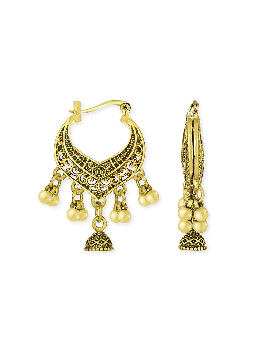 gold metal hoop earring - 15842413 -  Standard Image - 1