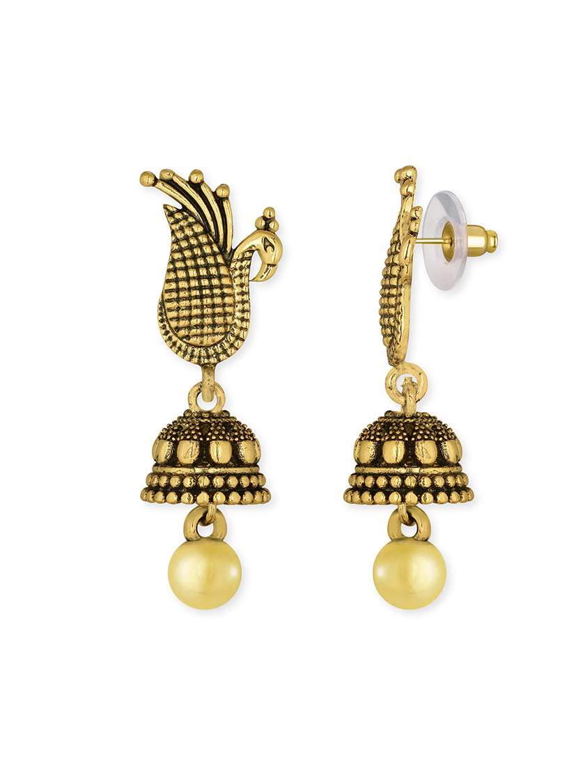 gold metal jhumka earring - 15842415 -  Standard Image - 1
