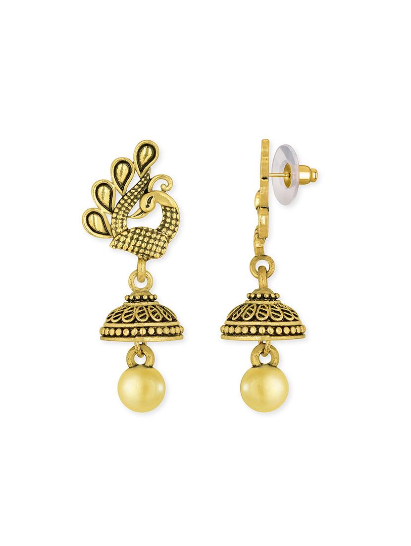 gold metal jhumka earring - 15842421 - Standard Image - 1