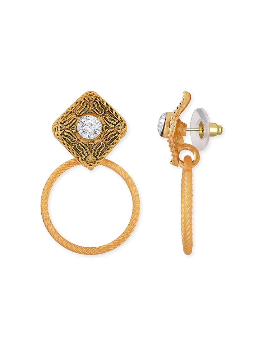 gold metal drop earring - 15842425 - Standard Image - 1