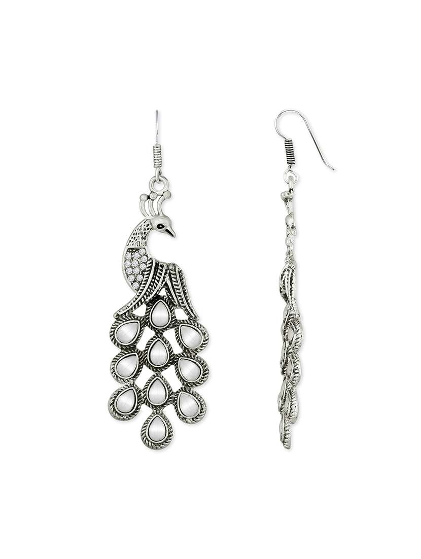 silver metal drop earring - 15842427 - Standard Image - 1