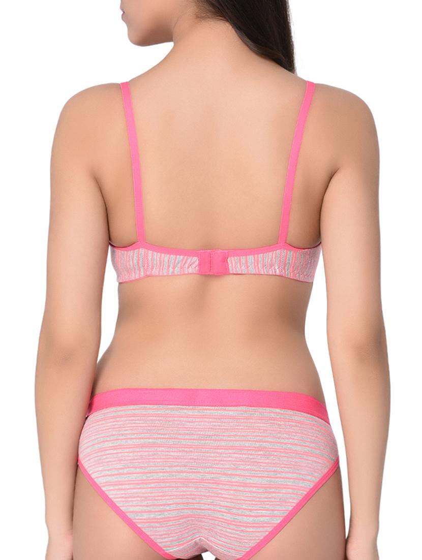 striped candy pink bras and panty set - 15845235 - Standard Image - 1