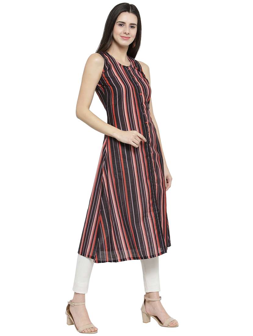 stripes a-line kurta - 15845950 -  Standard Image - 1