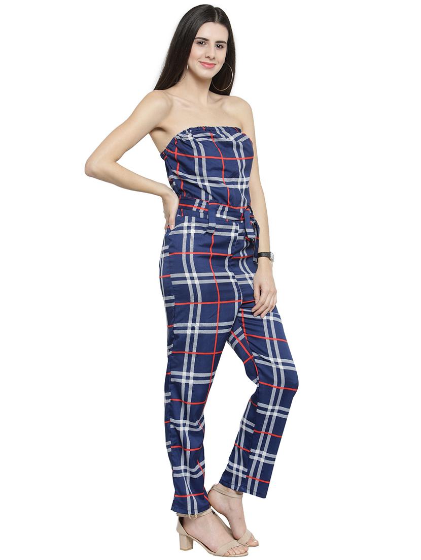 tie-knot checkered tube jumpsuit - 15846752 -  Standard Image - 1