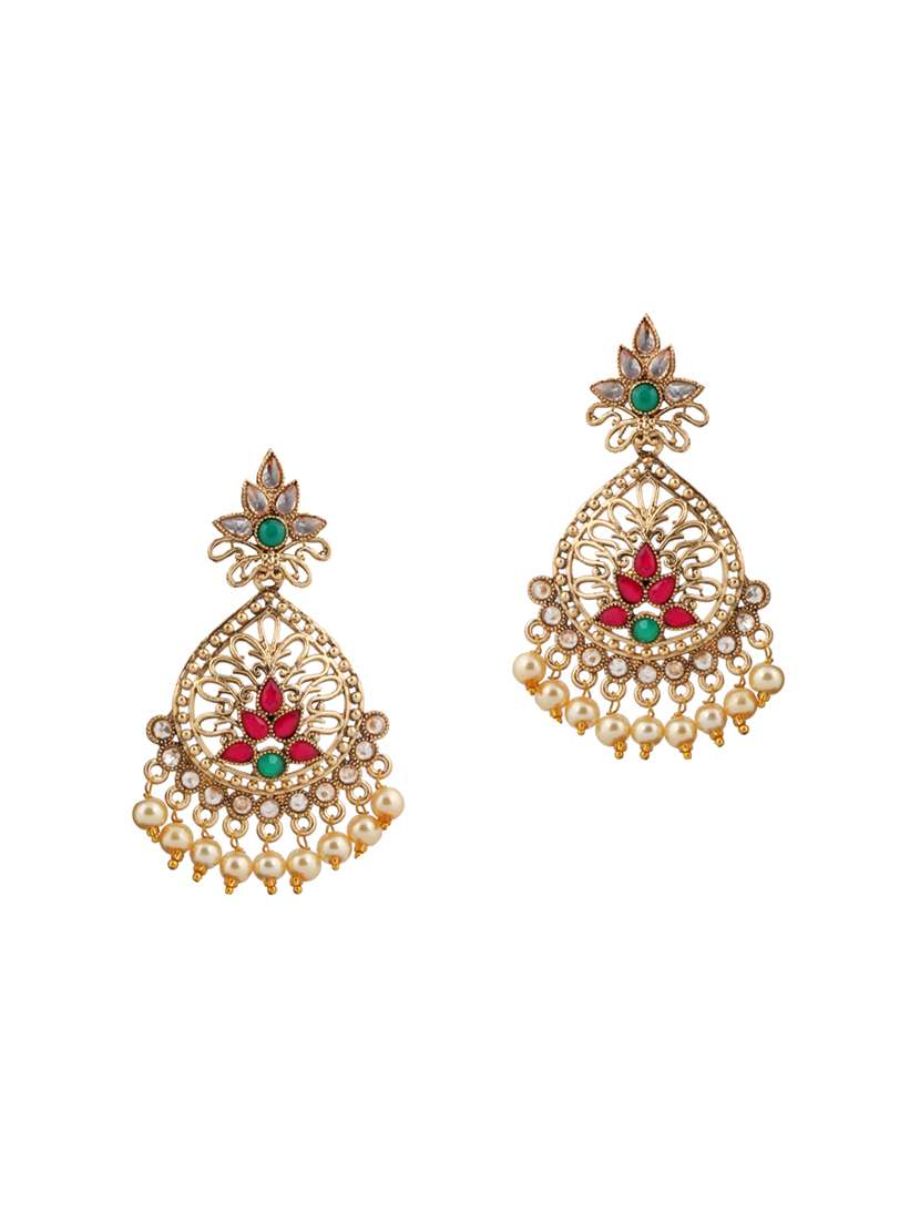 pink brass drop earring