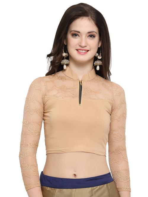 women solid lace detailed stitched blouse - 15846907 -  Standard Image - 0