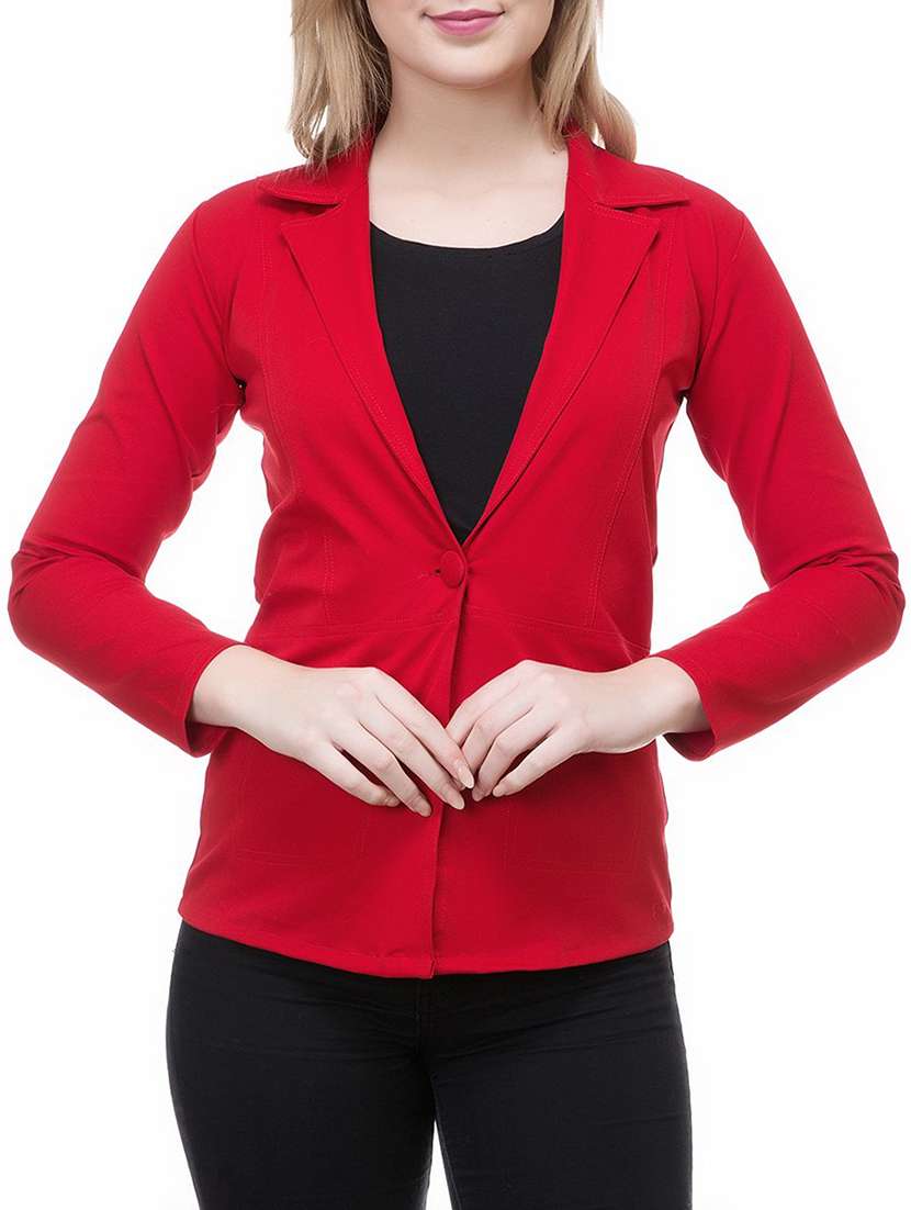women lapel collar solid blazer