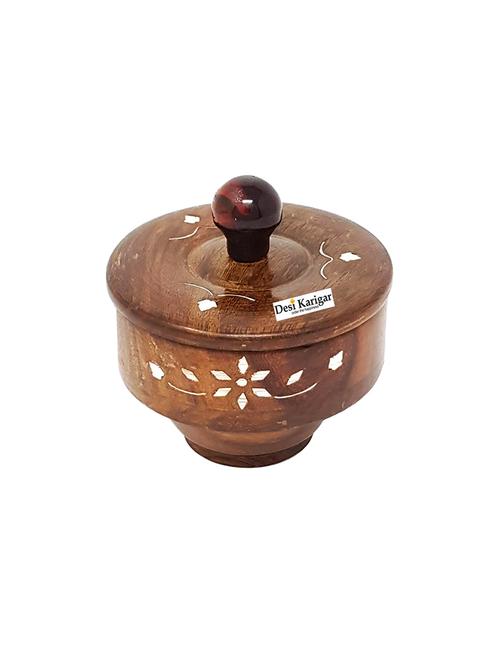 wooden bowl + free tea spoon ( brown, 4 inch ) - 15848730 -  Standard Image - 0