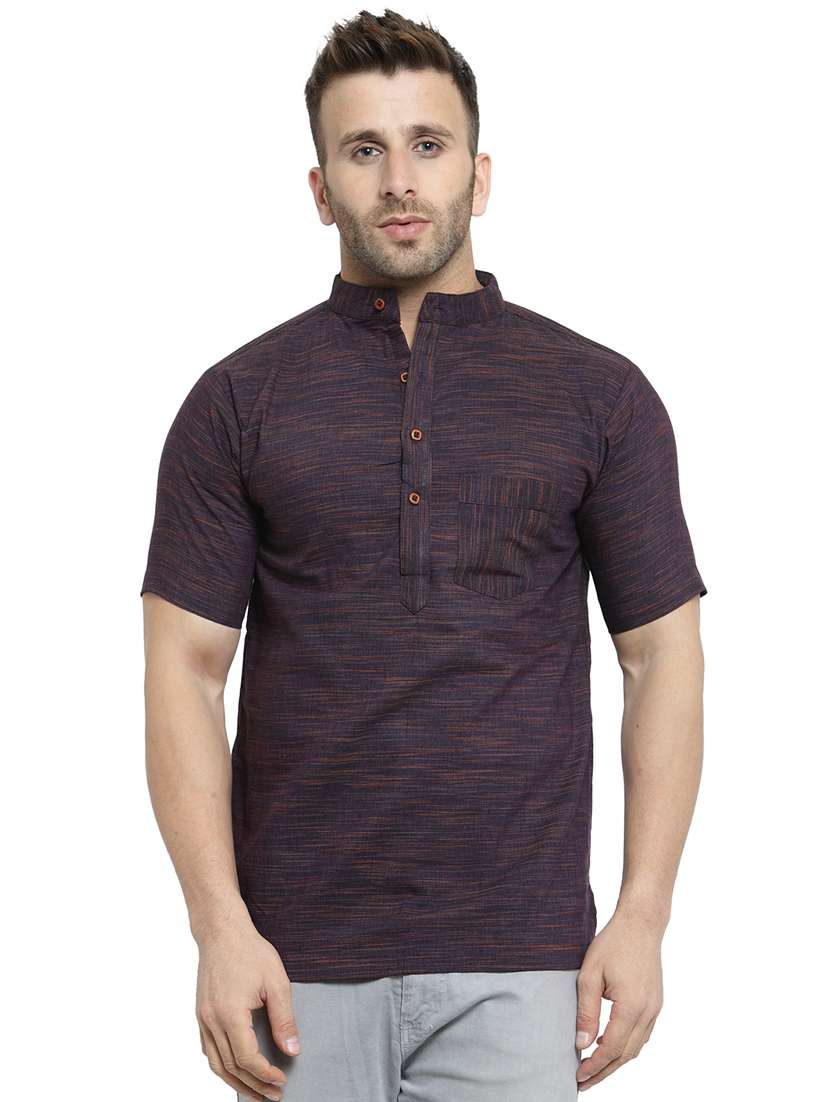 purple solid short kurta