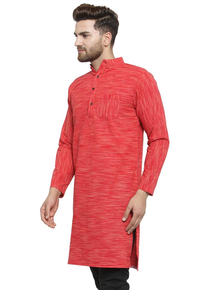 red cotton long kurta - 15848949 - Standard Image - 1