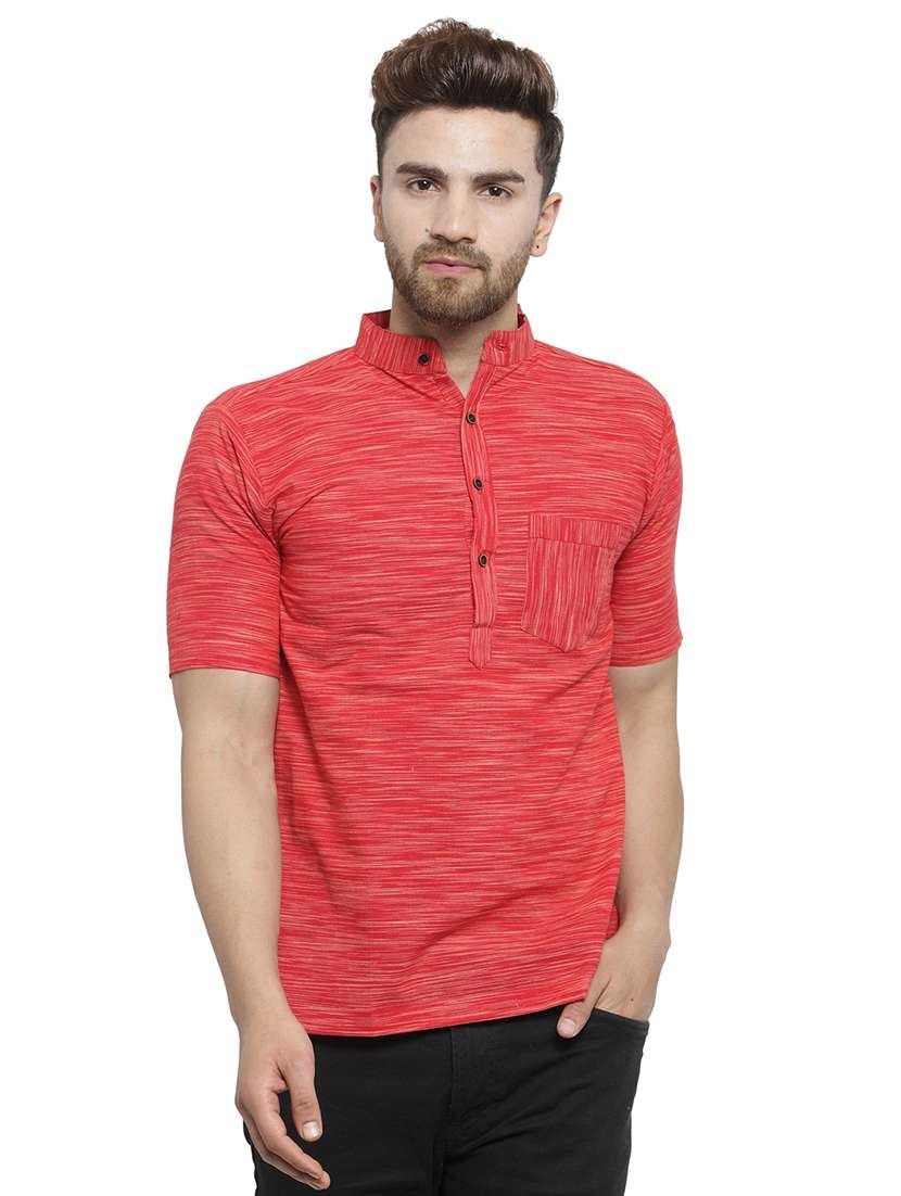 red cotton short kurta