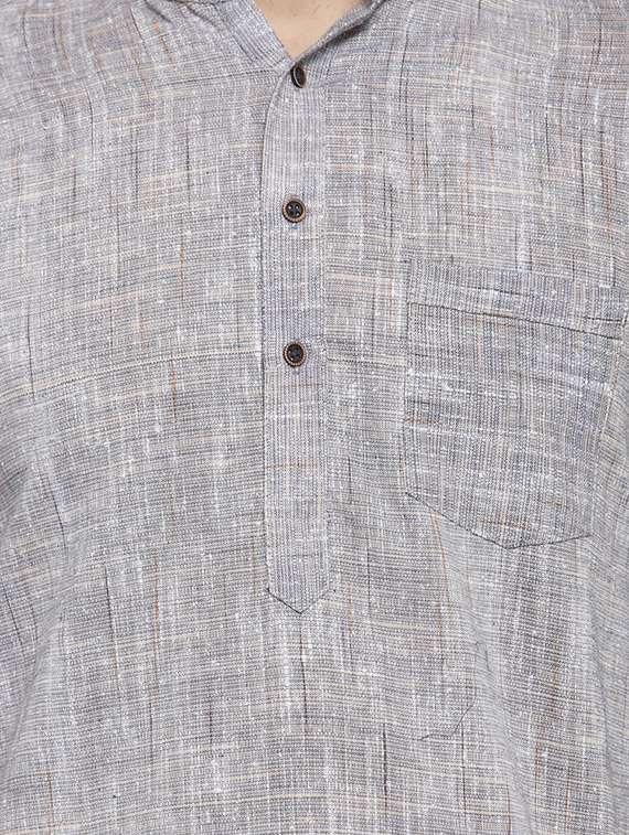 grey cotton long kurta - 15848951 -  Standard Image - 4