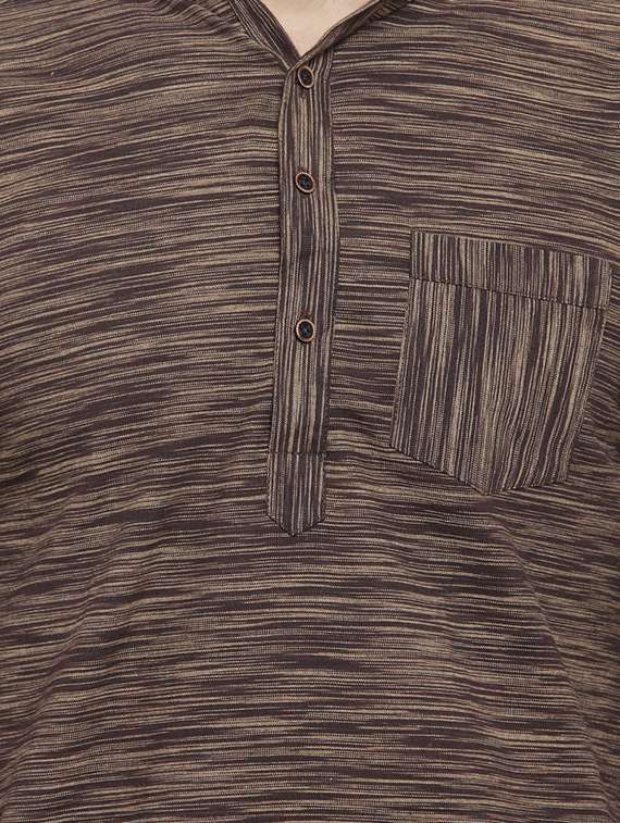 brown cotton long kurta - 15848953 - Standard Image - 4
