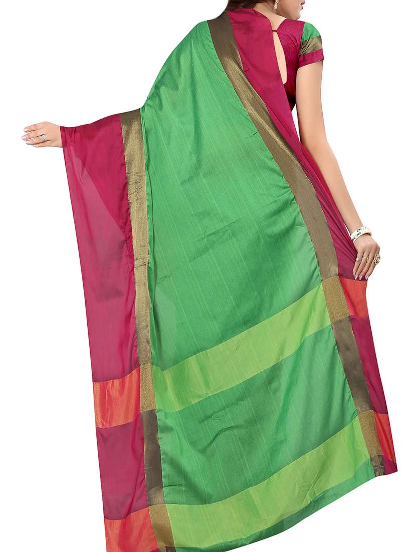 contrast border woven saree with blouse - 15849396 - Standard Image - 1