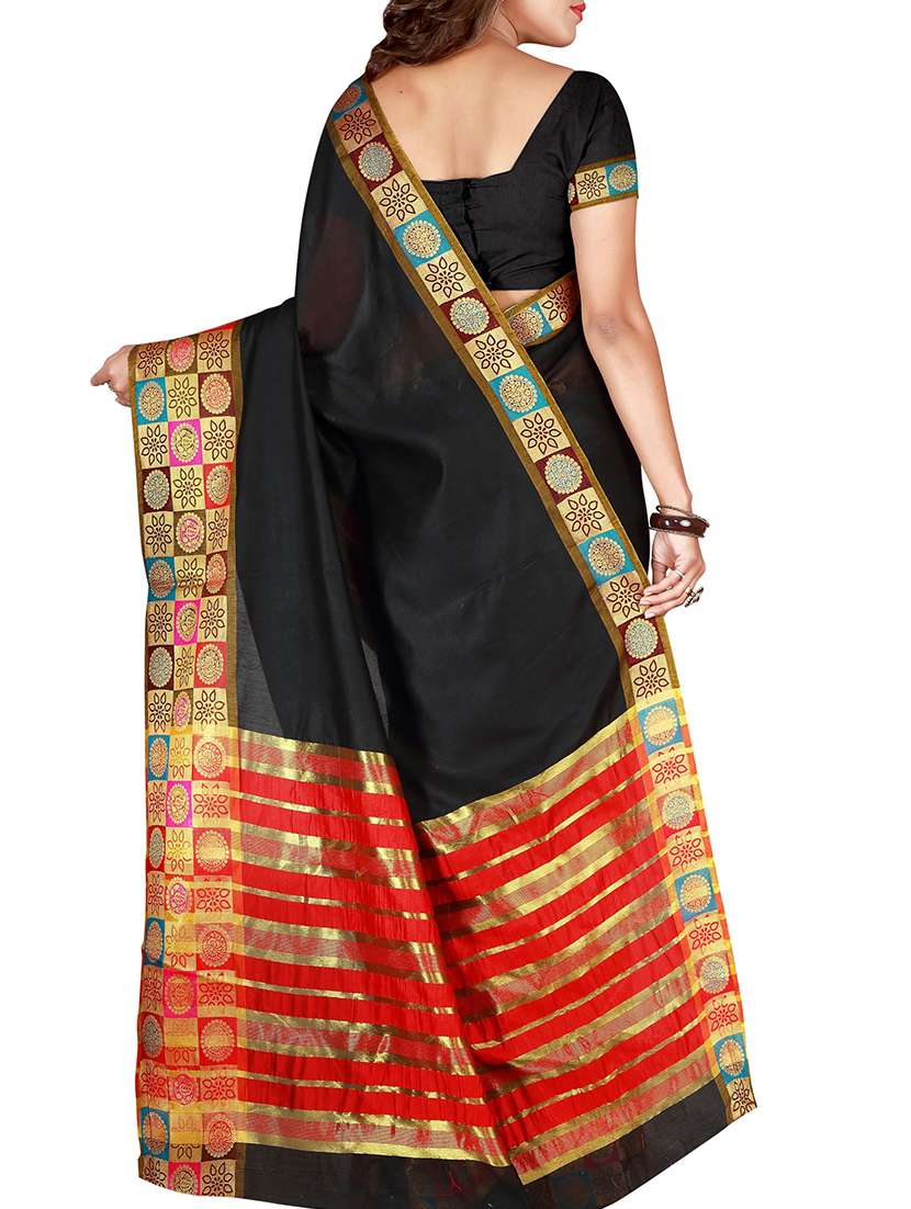 gold border woven saree with blouse - 15849428 - Standard Image - 1