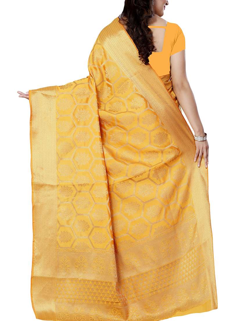 zari motif jacquard weave saree with blouse - 15849469 -  Standard Image - 1