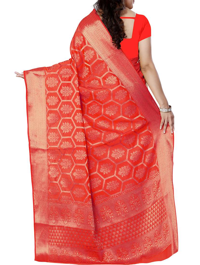 zari motif jacquard weave saree with blouse - 15849472 - Standard Image - 1