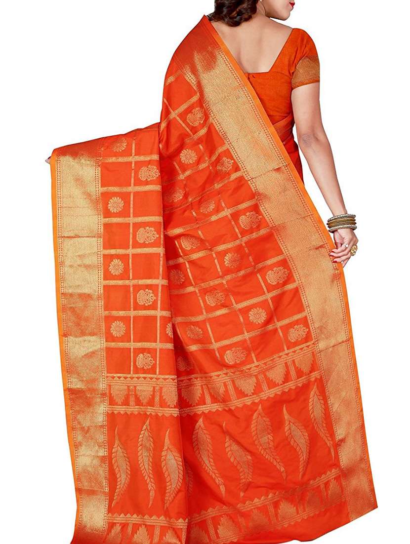 zari motif jacquard weave saree with blouse - 15849475 -  Standard Image - 1