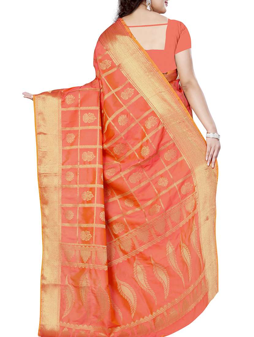 zari motif jacquard weave saree with blouse - 15849476 - Standard Image - 1
