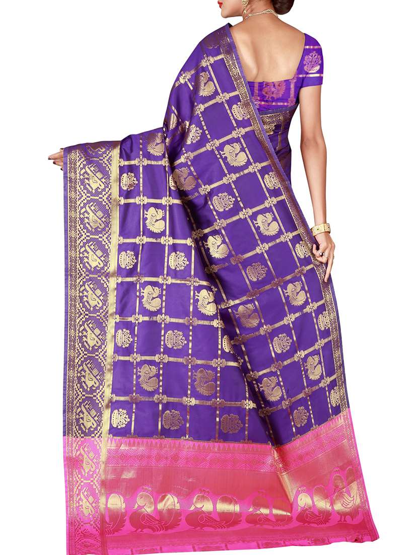 zari motif kanjivaram saree with blouse - 15849479 -  Standard Image - 1