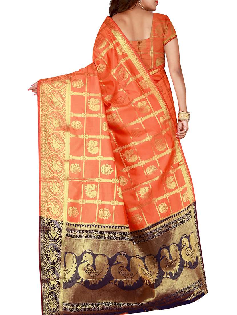 zari motif kanjivaram saree with blouse - 15849480 -  Standard Image - 1