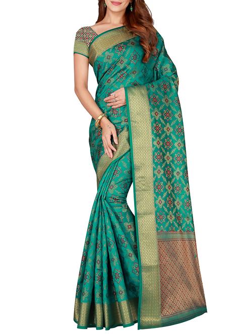 zari motif jacquard weave saree with blouse - 15849486 - Standard Image - 0