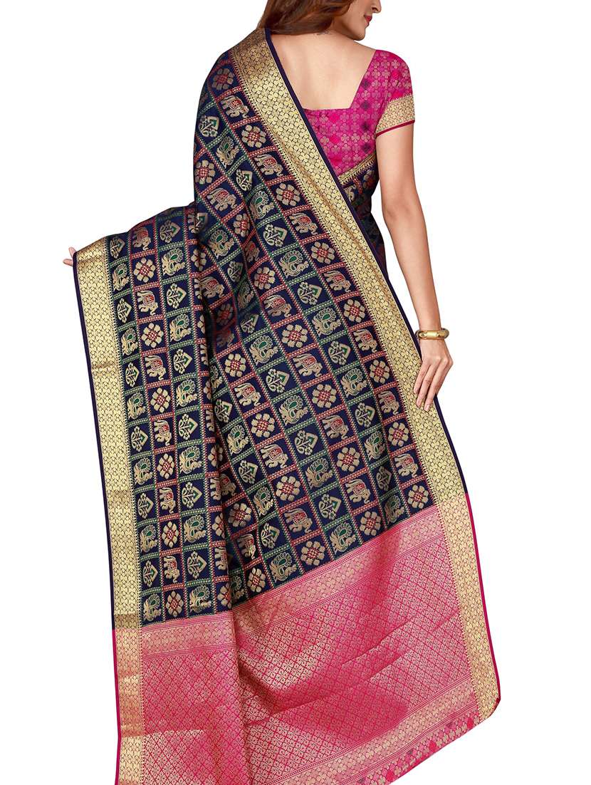 traditional zari weave kanjivaram saree with blouse - 15849492 -  Standard Image - 1