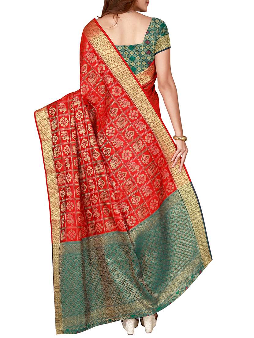 traditional zari weave kanjivaram saree with blouse - 15849495 - Standard Image - 1