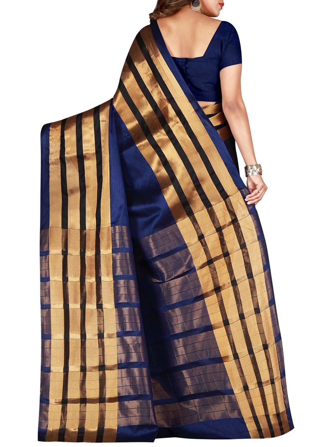 striped banarasi saree with blouse - 15849526 -  Standard Image - 1
