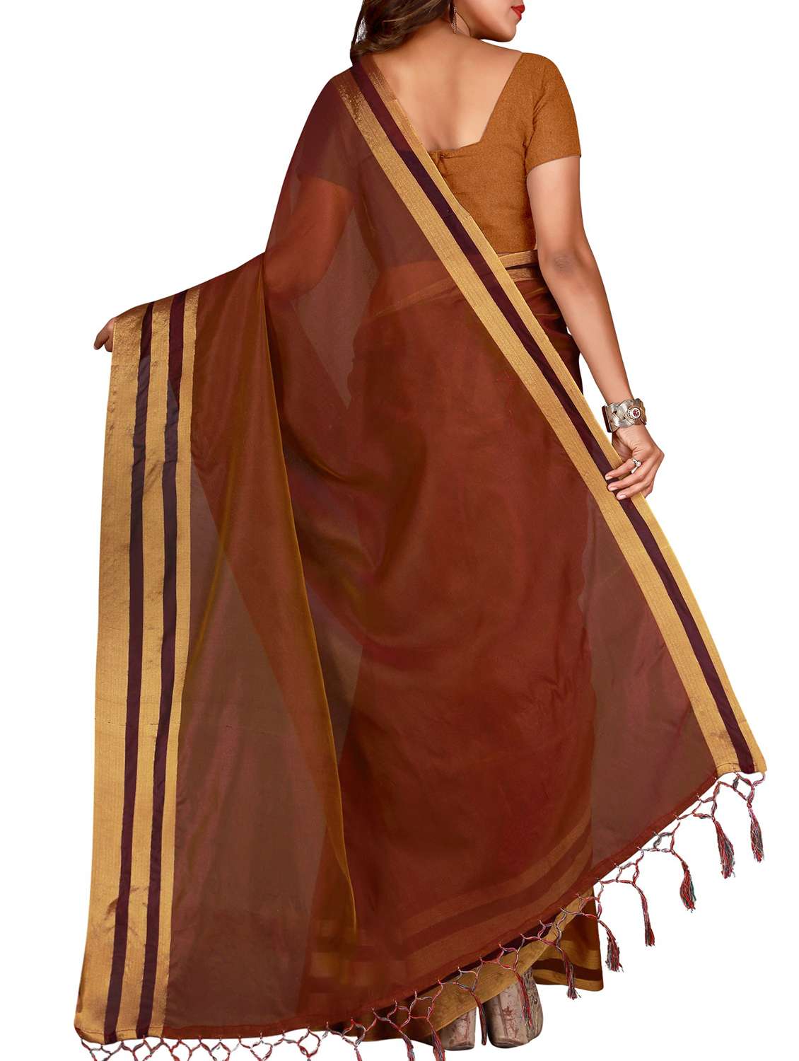 self design banarasi saree with blouse - 15849528 -  Standard Image - 1