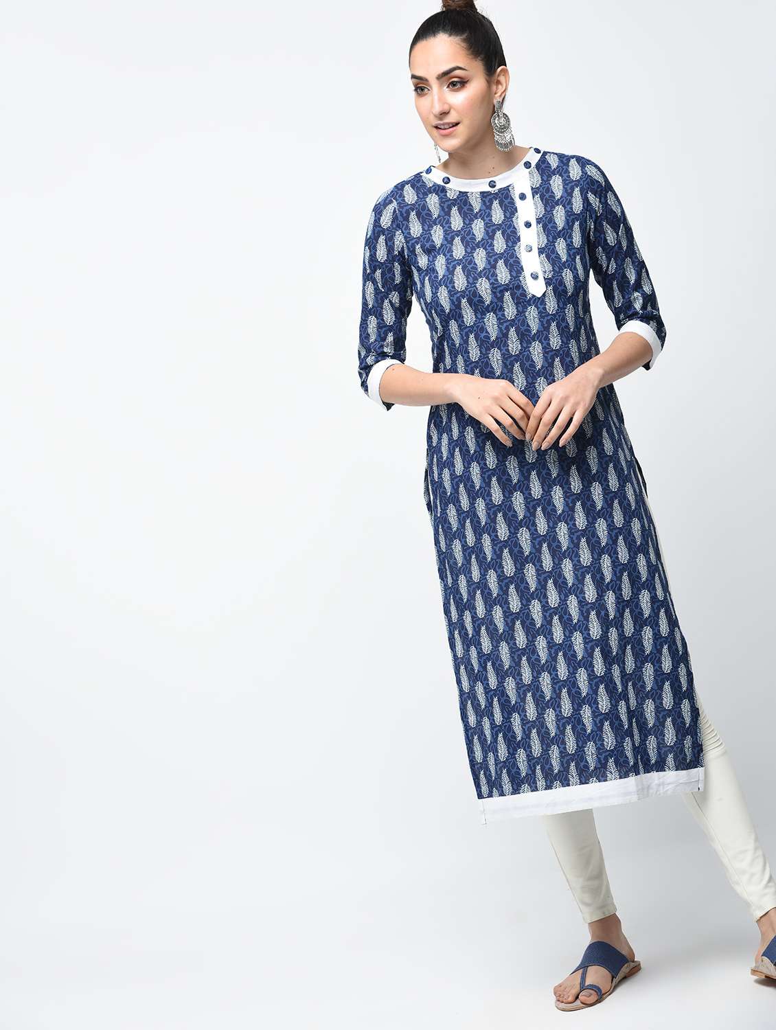 indigo straight printed kurta