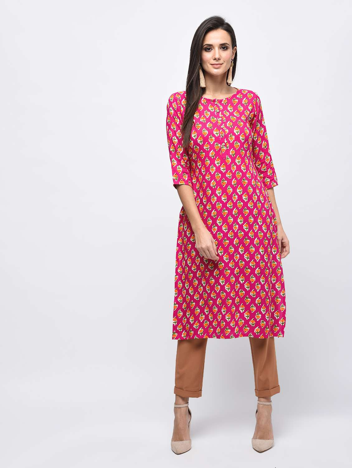 straight printed kurta