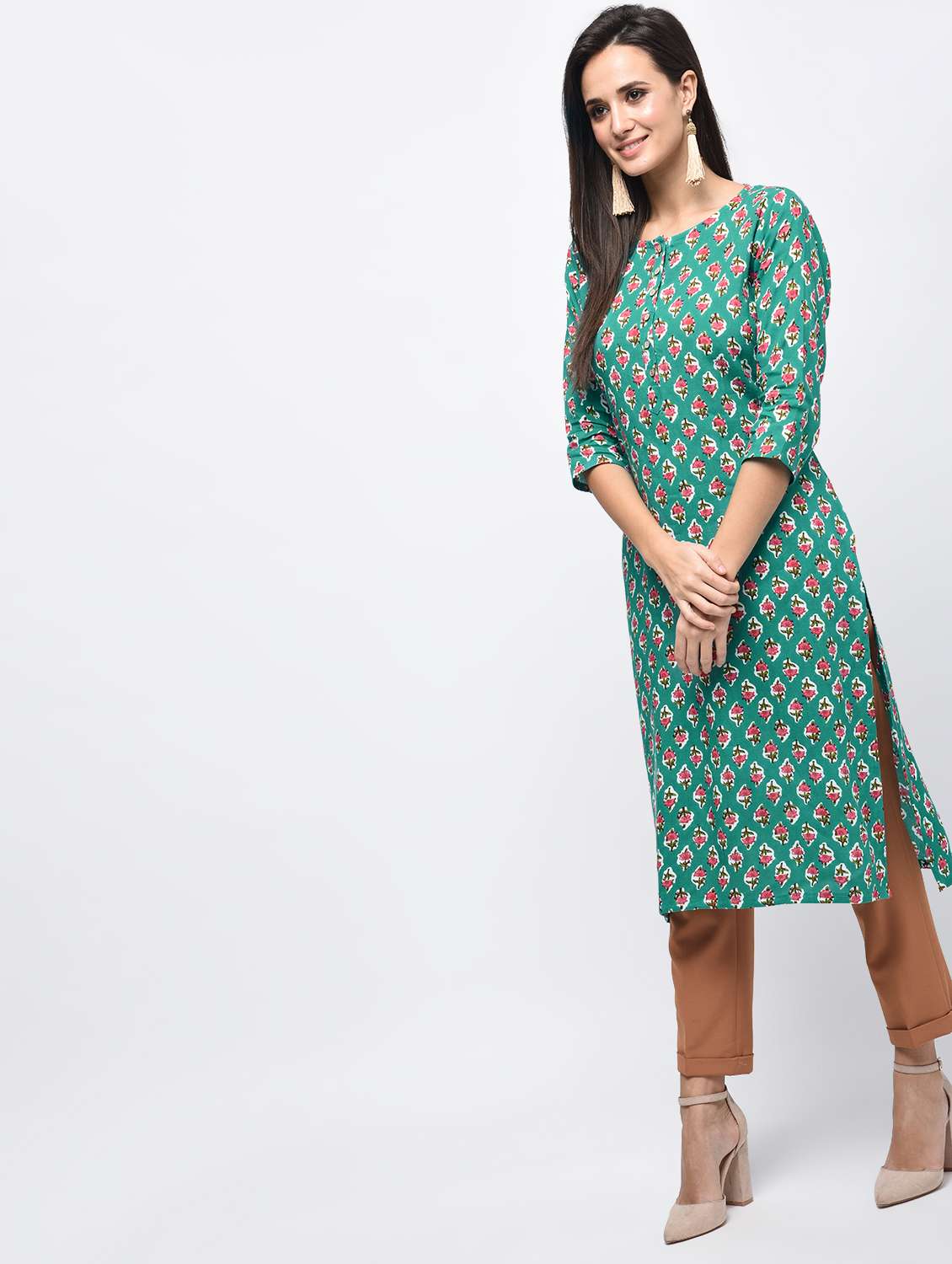 straight printed kurta