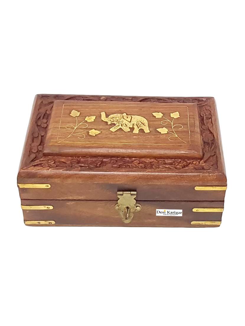 wooden handcrafted decorative jewellery storage box size(lxbxh-8x5x2.5) inch set of 3 - 15852019 -  Standard Image - 4