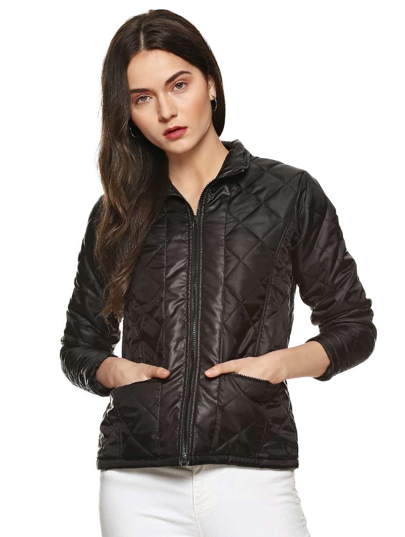 zip up quilted jacket
