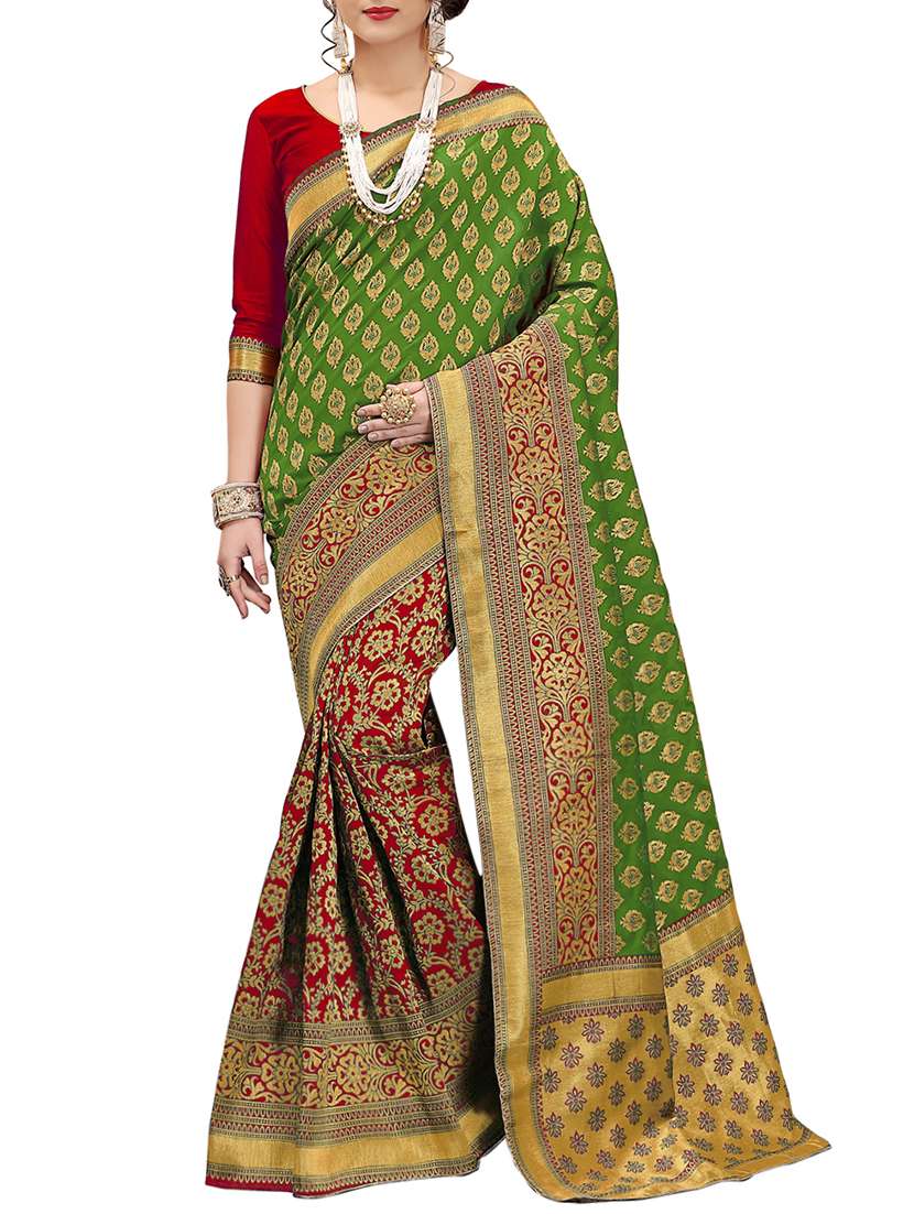 half & half zari banarasi saree with blouse