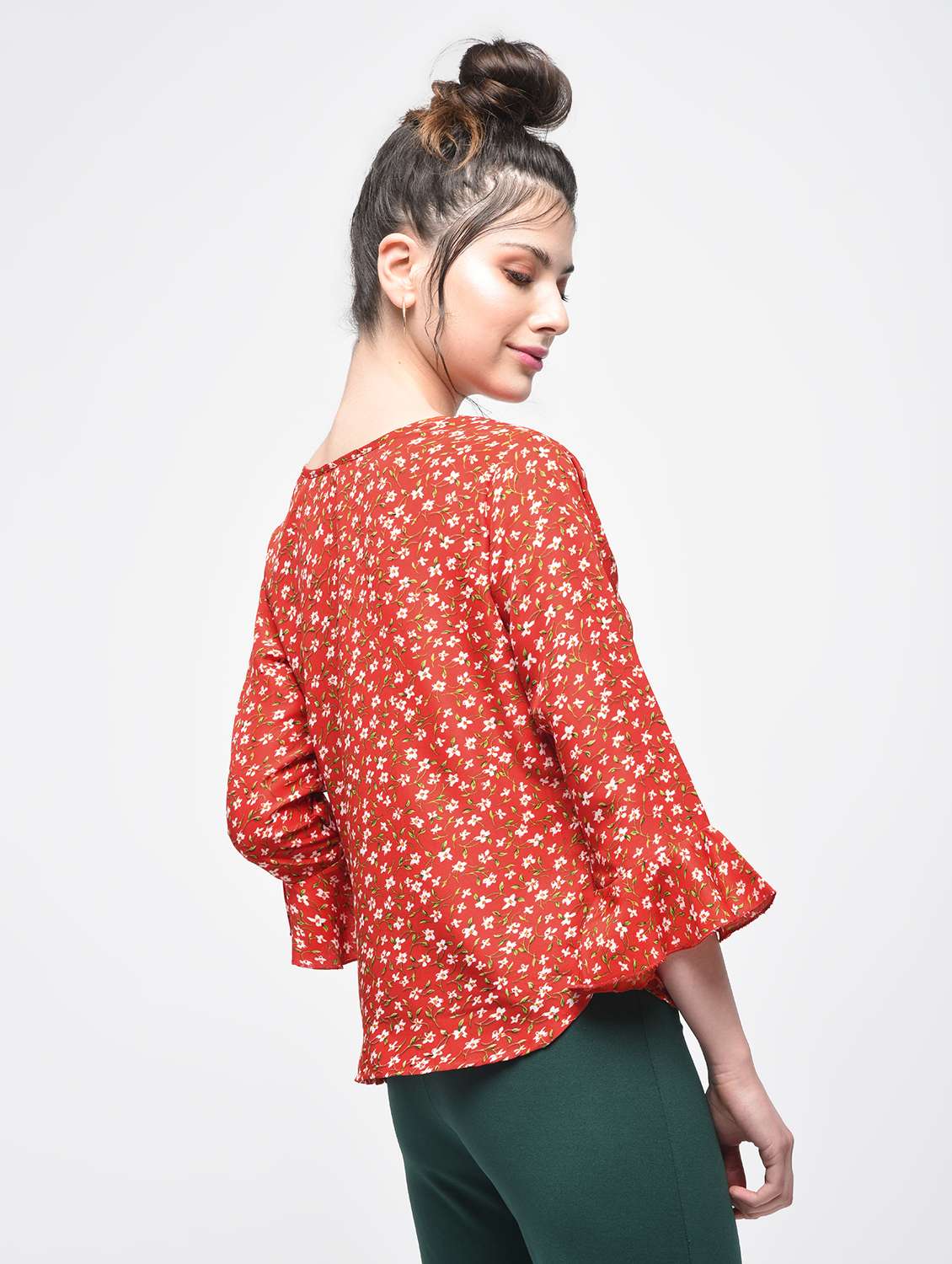floral bell sleeved top - 15857050 -  Standard Image - 1