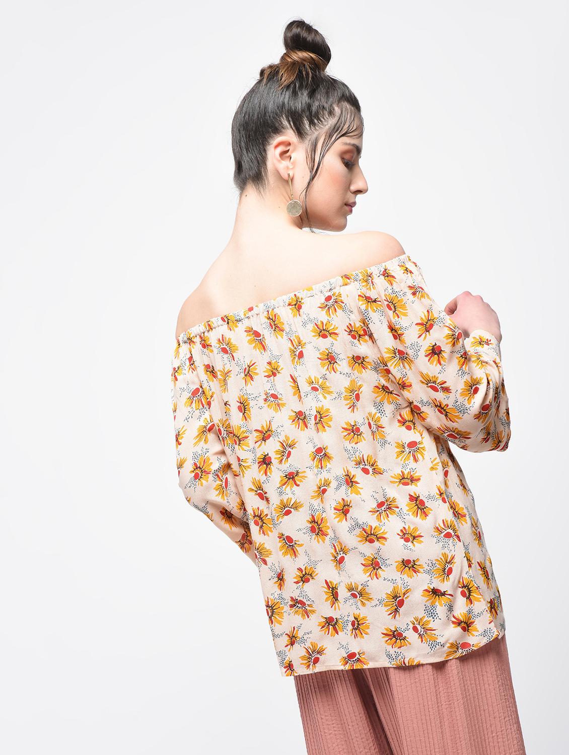 off shoulder floral top - 15857054 - Standard Image - 1