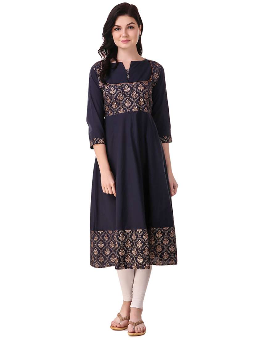 anarkali foil print kurta