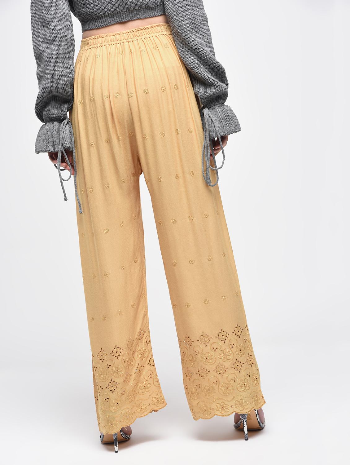 embroidered straight palazzo - 15857719 - Standard Image - 1