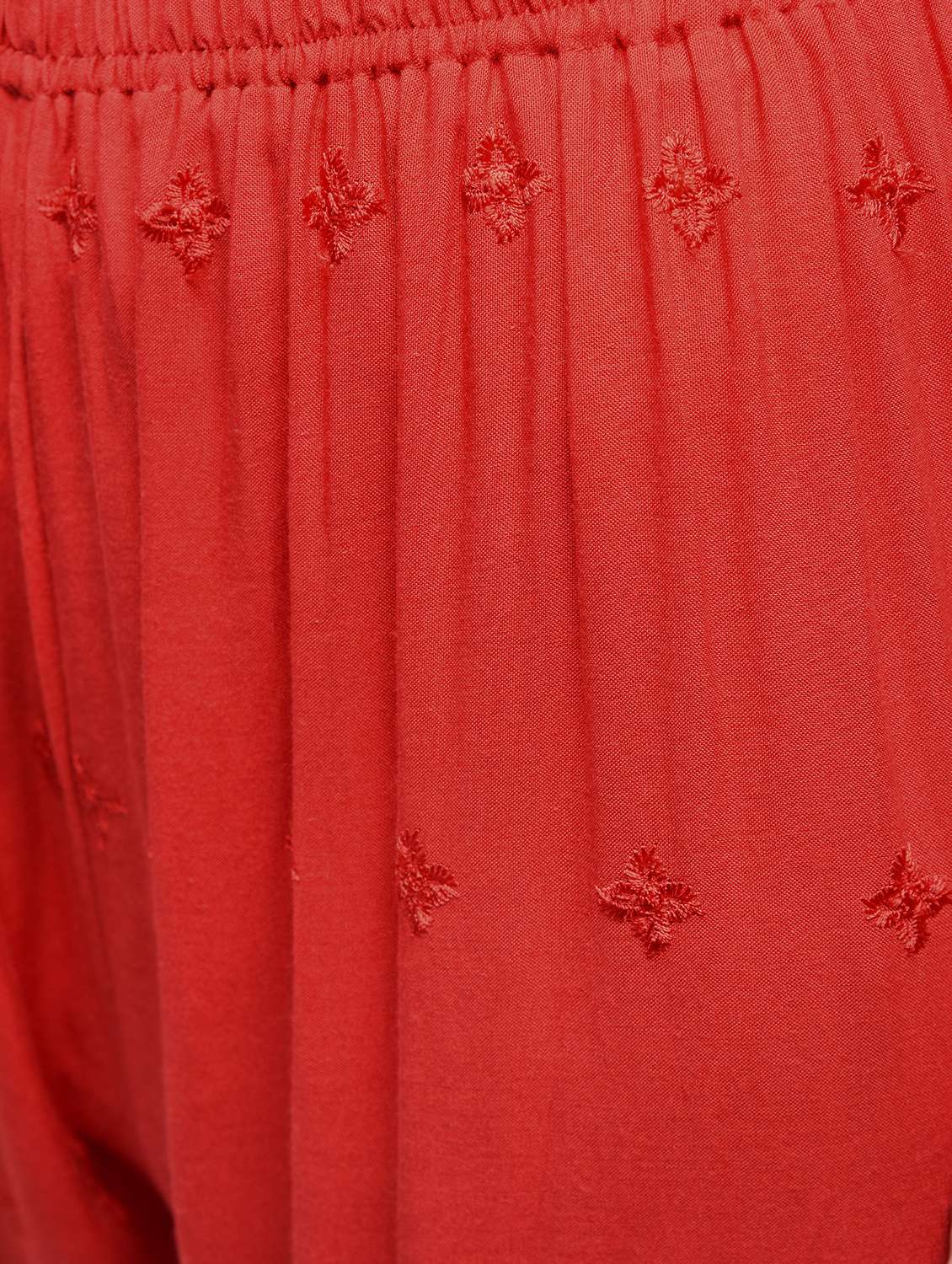 red embroidered straight palazzo - 15857720 -  Standard Image - 4