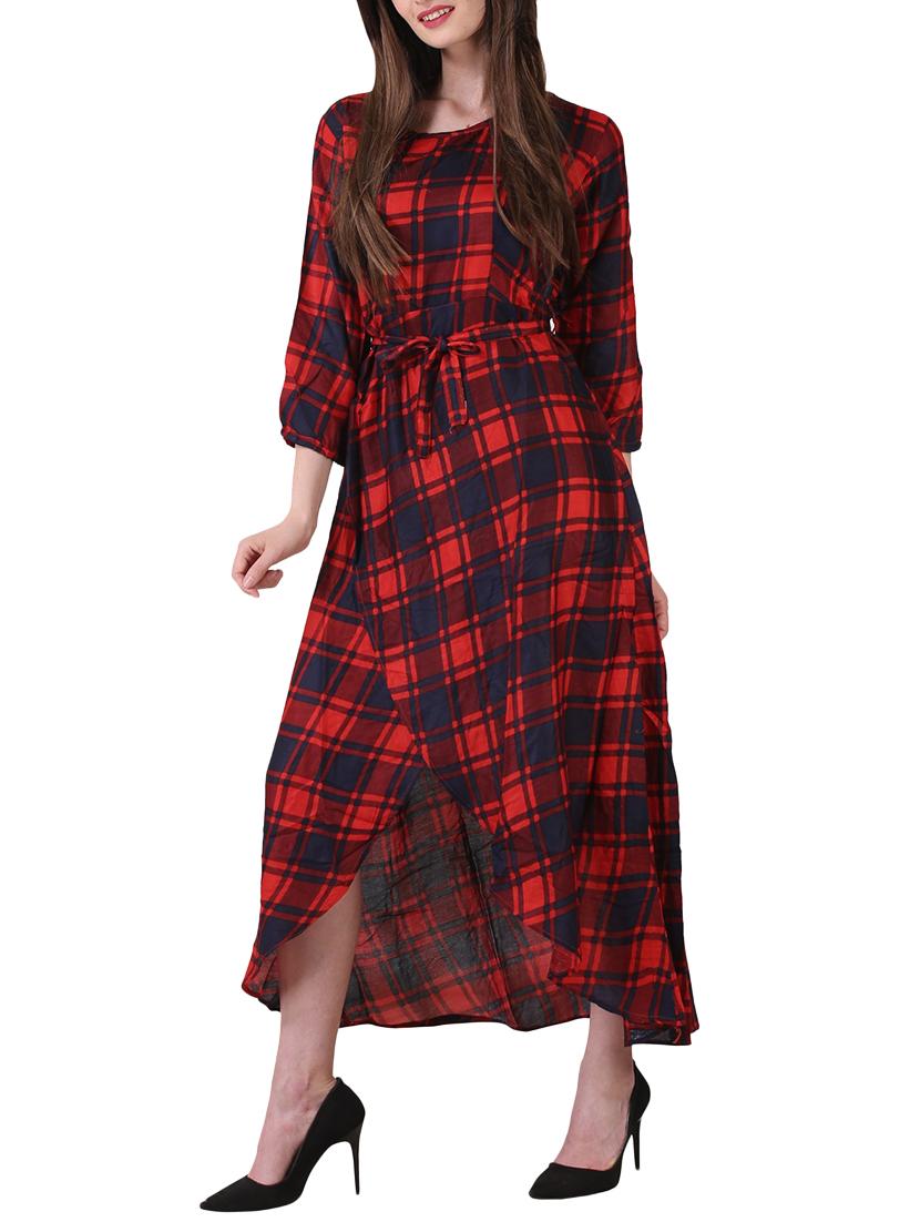 checkered wrap maxi dress - 15858241 -  Standard Image - 1