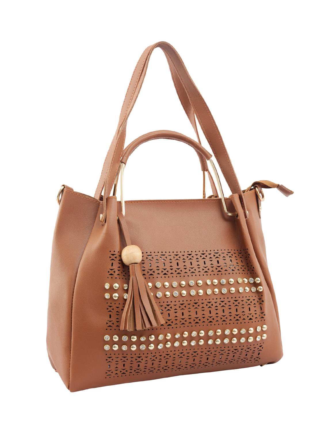 tan leatherette (pu) combo tote - 15859210 - Standard Image - 4