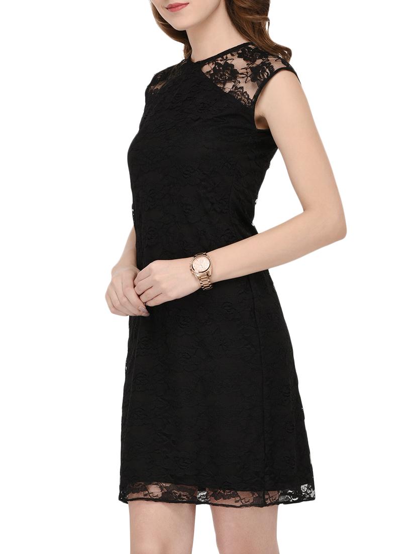 overlay floral laced sheath dress - 15861548 - Standard Image - 1