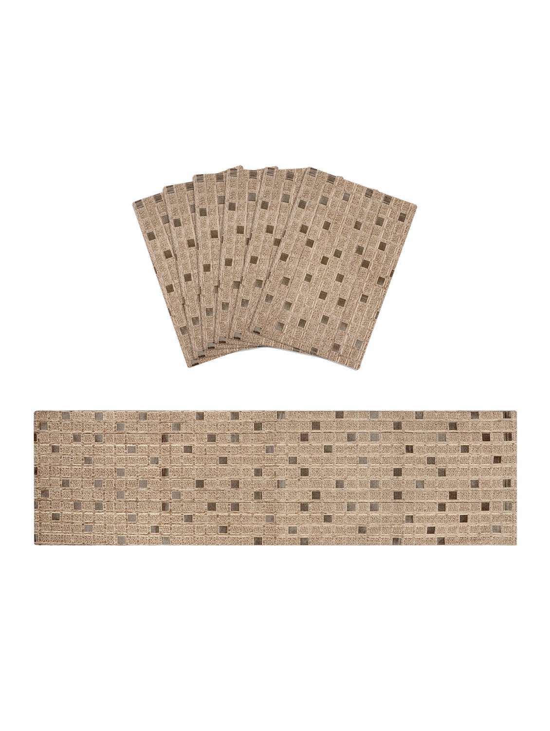 saral home unique quality viscose dining table kitchen placemats, 6 mat -33x45cm, 1 runner 33x120 cm (set of 7)