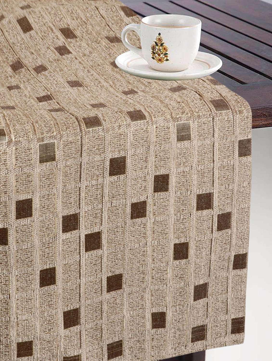 saral home unique quality viscose dining table kitchen placemats, 6 mat -33x45cm, 1 runner 33x120 cm (set of 7) - 15862235 -  Standard Image - 1